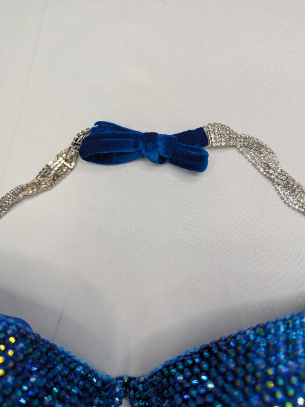 Royal Blue Rhinestone Competition Bikini Rave Bra Top - Picture 5 of 17